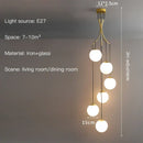 GobekUsa Glass Ball LED Chandelier, Modern Minimalist Loft Villa Staircase Decor