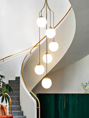 GobekUsa Glass Ball LED Chandelier, Modern Minimalist Loft Villa Staircase Decor