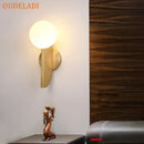 GobekUsa Glass Ball Wall Lamps Gold LED Mirror Light for Dining Living Bedroom