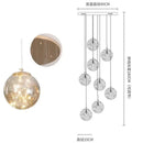 GobekUsa Glass Chandelier: Gold LED Staircase Lighting, Minimalist Design