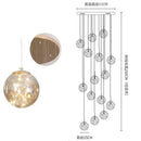 GobekUsa Glass Chandelier: Gold LED Staircase Lighting, Minimalist Design
