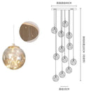 GobekUsa Glass Chandelier: Gold LED Staircase Lighting, Minimalist Design