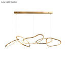 GobekUsa Modern Minimalist Golden LED 5-6 Ring Hanging Light for Dining Room