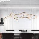GobekUsa Modern Minimalist Golden LED 5-6 Ring Hanging Light for Dining Room