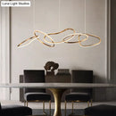 GobekUsa Modern Minimalist Golden LED 5-6 Ring Hanging Light for Dining Room