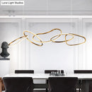 GobekUsa Modern Minimalist Golden LED 5-6 Ring Hanging Light for Dining Room