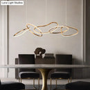 GobekUsa Modern Minimalist Golden LED 5-6 Ring Hanging Light for Dining Room