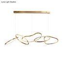 GobekUsa Modern Minimalist Golden LED 5-6 Ring Hanging Light for Dining Room
