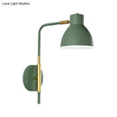 GobekUsa Minimalist Metal Wall Mounted Light with Dome Shade - Rectangular Arm Sconce in Grey/White/Green, 5.5" Wide