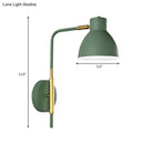GobekUsa Minimalist Metal Wall Mounted Light with Dome Shade - Rectangular Arm Sconce in Grey/White/Green, 5.5" Wide
