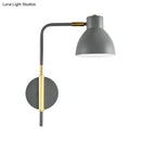 GobekUsa Minimalist Metal Wall Mounted Light with Dome Shade - Rectangular Arm Sconce in Grey/White/Green, 5.5" Wide