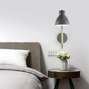 GobekUsa Minimalist Metal Wall Mounted Light with Dome Shade - Rectangular Arm Sconce in Grey/White/Green, 5.5" Wide