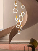 GobekUsa LED Wooden Staircase Chandelier Ceiling Lights - Modern Hanging Pendant Lamps