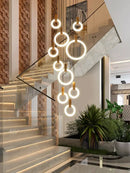GobekUsa LED Wooden Staircase Chandelier Ceiling Lights - Modern Hanging Pendant Lamps