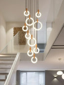 GobekUsa LED Wooden Staircase Chandelier Ceiling Lights - Modern Hanging Pendant Lamps