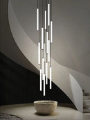 GobekUsa Loft Black Chandelier: Acrylic Villa Ceiling Lamp for Living Room & Staircase