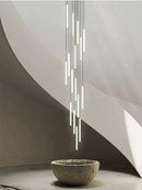 GobekUsa Loft Black Chandelier: Acrylic Villa Ceiling Lamp for Living Room & Staircase