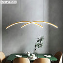 GobekUsa Sleek LED Island Light Fixture for Dining Room - Metal Line Art Hanging Light