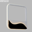 GobekUsa LED Wall Mount Sconce with Minimalist Square Frame in White/Black, Acrylic Shade, Warm/White Light