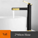 GobekUsa Black Brass Bathroom Sink Faucet Deck Mounted Vessel Mixer Water Tap