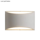GobekUsa Modern Gypsum Half-Oval Sconce Lamp: 1-Light LED Wall Mounted Light for Bedroom in White