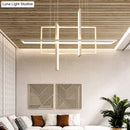 GobekUsa Minimalist LED White Frame Rectangular Hanging Light with Acrylic Island Lighting Fixture