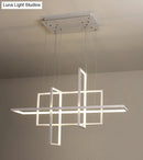 GobekUsa Minimalist LED White Frame Rectangular Hanging Light with Acrylic Island Lighting Fixture