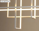 GobekUsa Minimalist LED White Frame Rectangular Hanging Light with Acrylic Island Lighting Fixture