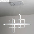 GobekUsa Minimalist LED White Frame Rectangular Hanging Light with Acrylic Island Lighting Fixture