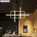 GobekUsa Minimalist LED White Frame Rectangular Hanging Light with Acrylic Island Lighting Fixture