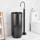 GobekUsa Black Brass Floor Standing Bathtub Faucet with Long Water Drop Design