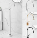 GobekUsa Black Brass Floor Standing Bathtub Faucet with Long Water Drop Design
