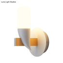 GobekUsa Modern Metal LED Bird-Like Wall Sconce in White and Wood - Bedside Lamp Fixture