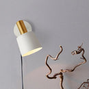 GobekUsa Modernist Metal Drum Sconce - 1-Light Wall Mounted Lamp in White/Green for Bedroom