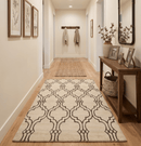Wool Hand Woven Moroccan Trellis Geometric Area Rug Ivory Brown 6x8 Farmhouse Style