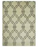 Modern Moroccan Trellis 6x8 Ivory and Brown Natural Farmhouse Wool Hand Woven Rug | HL1