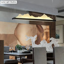 GobekUsa Modern Acrylic LED Island Light Fixture - Black, Suspended - 31.5"/39" Wide