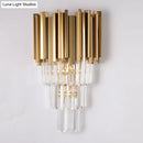 GobekUsa Modern Multi Layer Metal and Crystal Prisms Wall Lamp - 2/3 Bulbs, Brass Finish