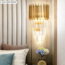 GobekUsa Modern Multi Tier Wall Lamp with Crystal Prism – Metal 4-Head Wall Light Fixture for Dining Room