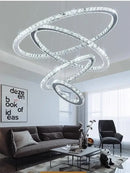 GobekUsa Crystal Rings LED Chandelier, Chrome Lustre Ceiling Pendant for Living Room