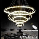GobekUsa Crystal Rings LED Chandelier, Chrome Lustre Ceiling Pendant for Living Room