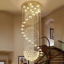 GobekUsa Crystal Hanging Loft Chandelier - Elegant Ceiling Lighting for Staircase and Room Decor