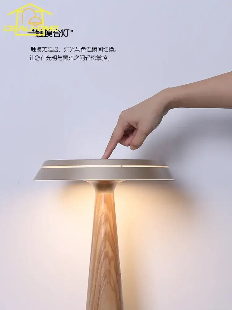 GobekUsa Ceil Solid Wood Table Lamp with Touch Switch - Modern LED Lighting, photo 5 of 6
