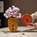 GobekUsa Geometric Folds Ceramic Flower Vase - Home Decor Handicrafts