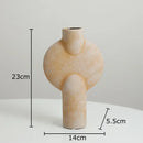 GobekUsa Ceramic Disc Vase: Geometric Round Table Decoration for Floral Arrangement