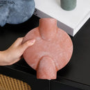 GobekUsa Ceramic Disc Vase: Geometric Round Table Decoration for Floral Arrangement