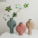GobekUsa Ceramic Disc Vase: Geometric Round Table Decoration for Floral Arrangement