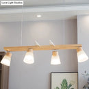 GobekUsa Modern Natural Wood Rectangle Island Pendant Light