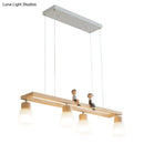 GobekUsa Modern Natural Wood Rectangle Island Pendant Light