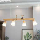 GobekUsa Modern Natural Wood Rectangle Island Pendant Light